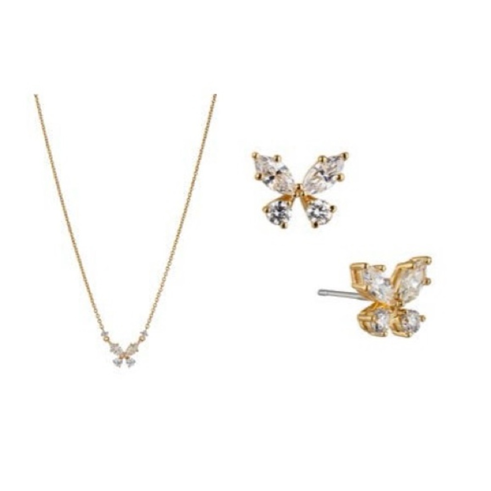 Nadri Flutter Butterfly Stud Earring & Necklace Set